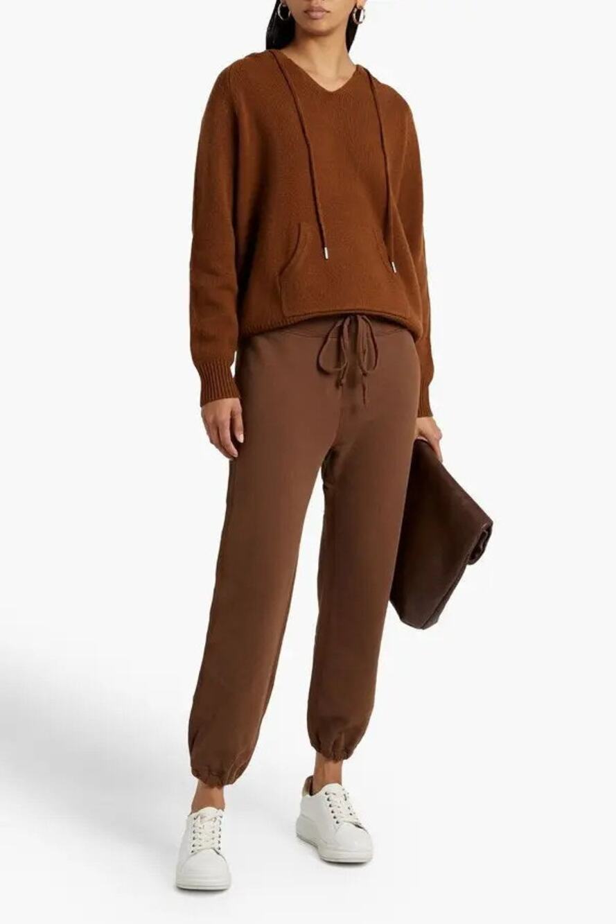 Nili Lotan Womens Size Large Brown French Cotton-Terry Track Jogger Pants